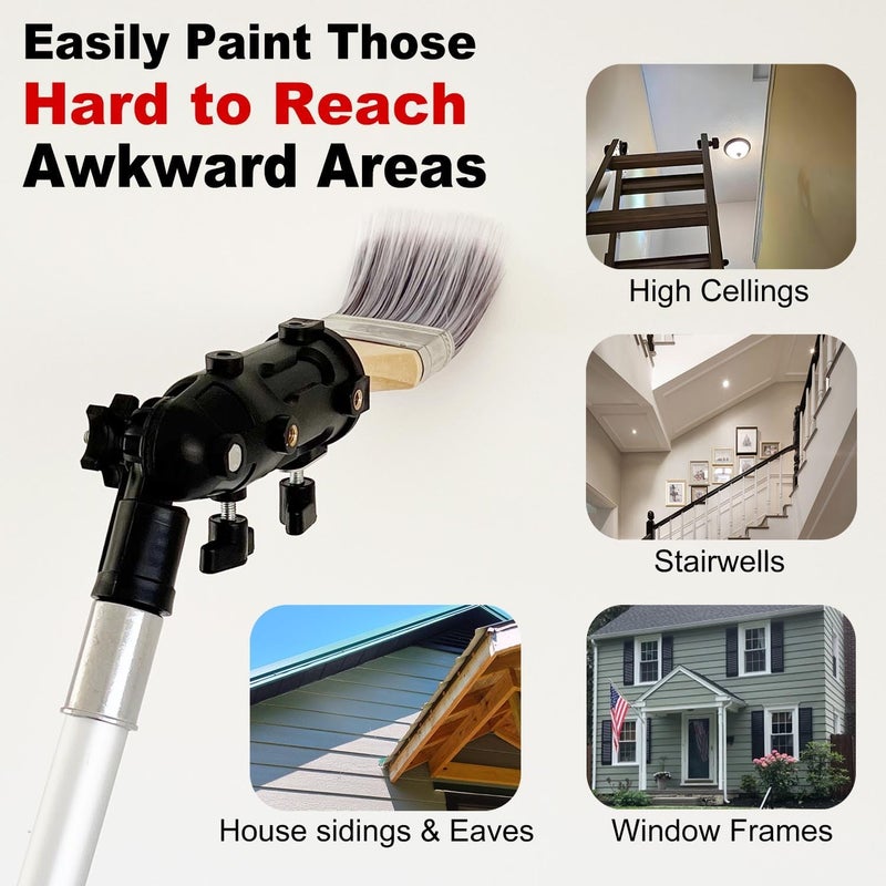 timebetter Multi Angle Paint Brush Extender V2, Long Handle Paint Brush, Extension Pole Attachments for Paint Roller, Paint Edger Tool for High Ceilings, Corner Painting Tool for Paint Extension Pole (Black) - Image 2